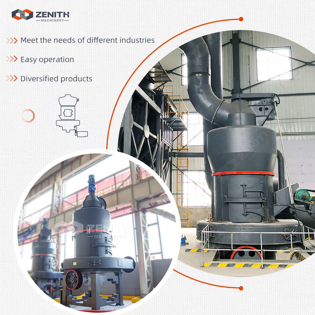 Zenith grinding mill installation in an industrial plant setting